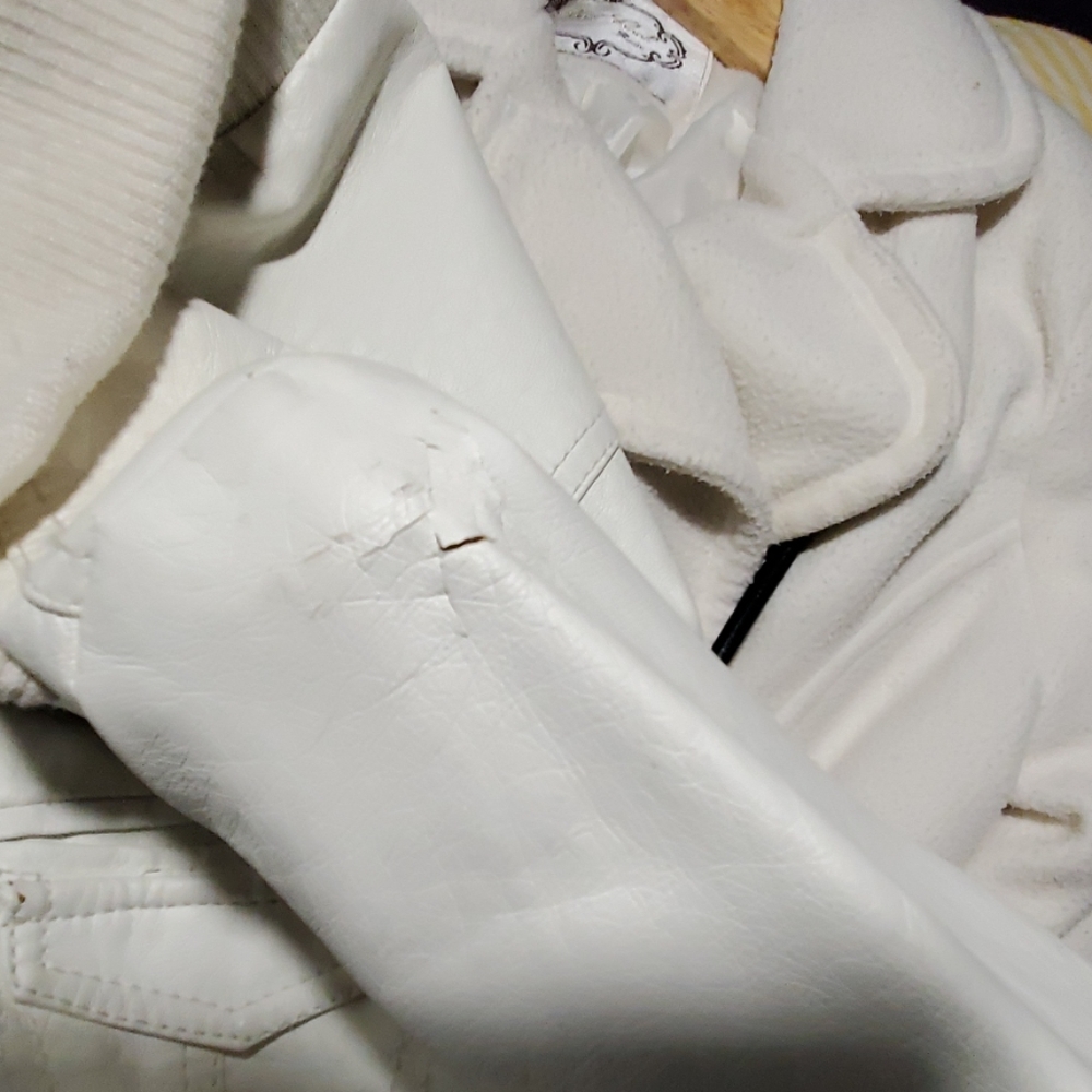 White leather faux coat